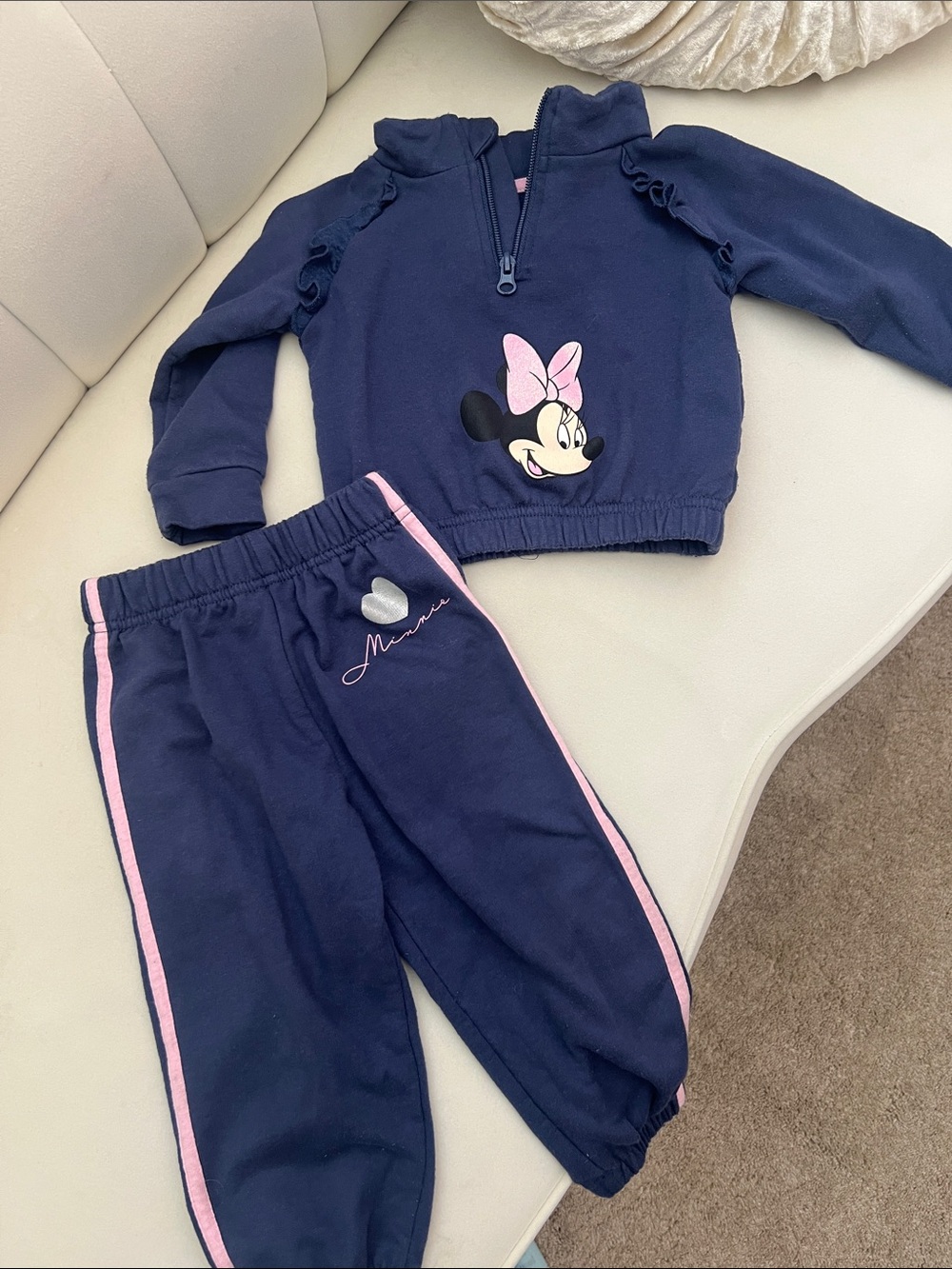 Navy Minnie Mouse Sweatshirt & Joggers Set with Pink Detail